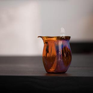 鱼戏纯手工吹制熏银耐热玻璃公道杯家用公杯泡茶杯分茶器茶海匀杯
