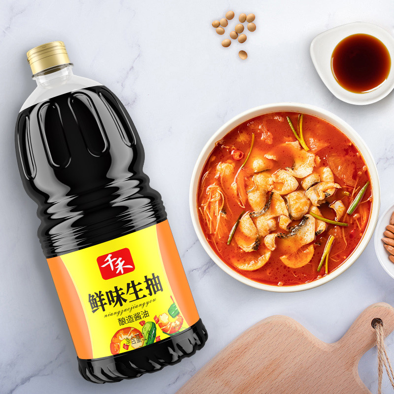 千禾鲜味生抽1.8L/瓶提鲜增味酿造酱油炒菜炖煮炒菜家用商用大瓶