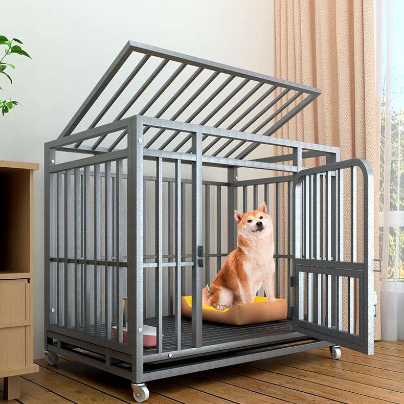 全方管狗笼加粗狗笼子中大型犬室内宠物笼子带厕所铁笼子狗窝