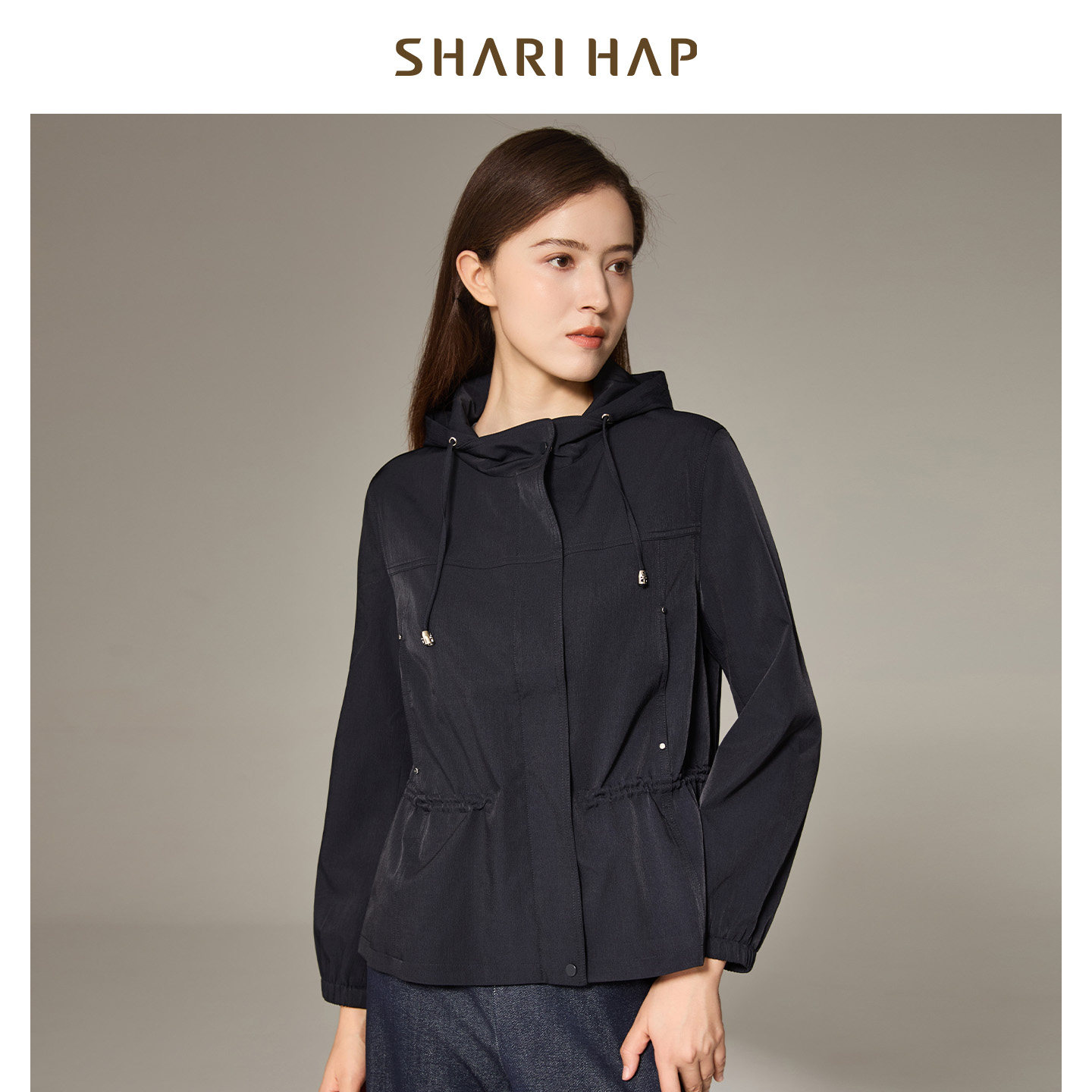 SHARI HAP莎瑞连帽风衣外套女短款2026春装新款洋气显瘦宽松大码