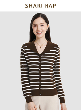 【专柜同款】SHARI HAP莎瑞条纹针织羊毛衫洋气套头秋冬新款上衣