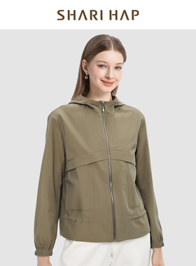 SHARI HAP莎瑞单片风衣2025春装新款连帽外套短外套宽松