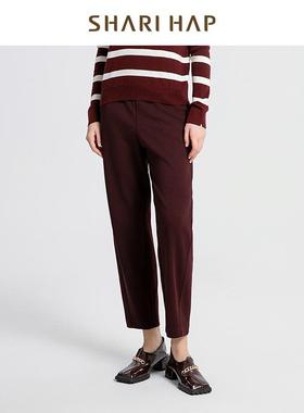 SHARI HAP莎瑞中年女士松紧腰休闲剪刀裤2024秋冬新款裤子女正品