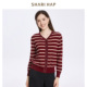 SHARI 打底衫 HAP莎瑞V领条纹针织套头衫 女洋气秋冬新款