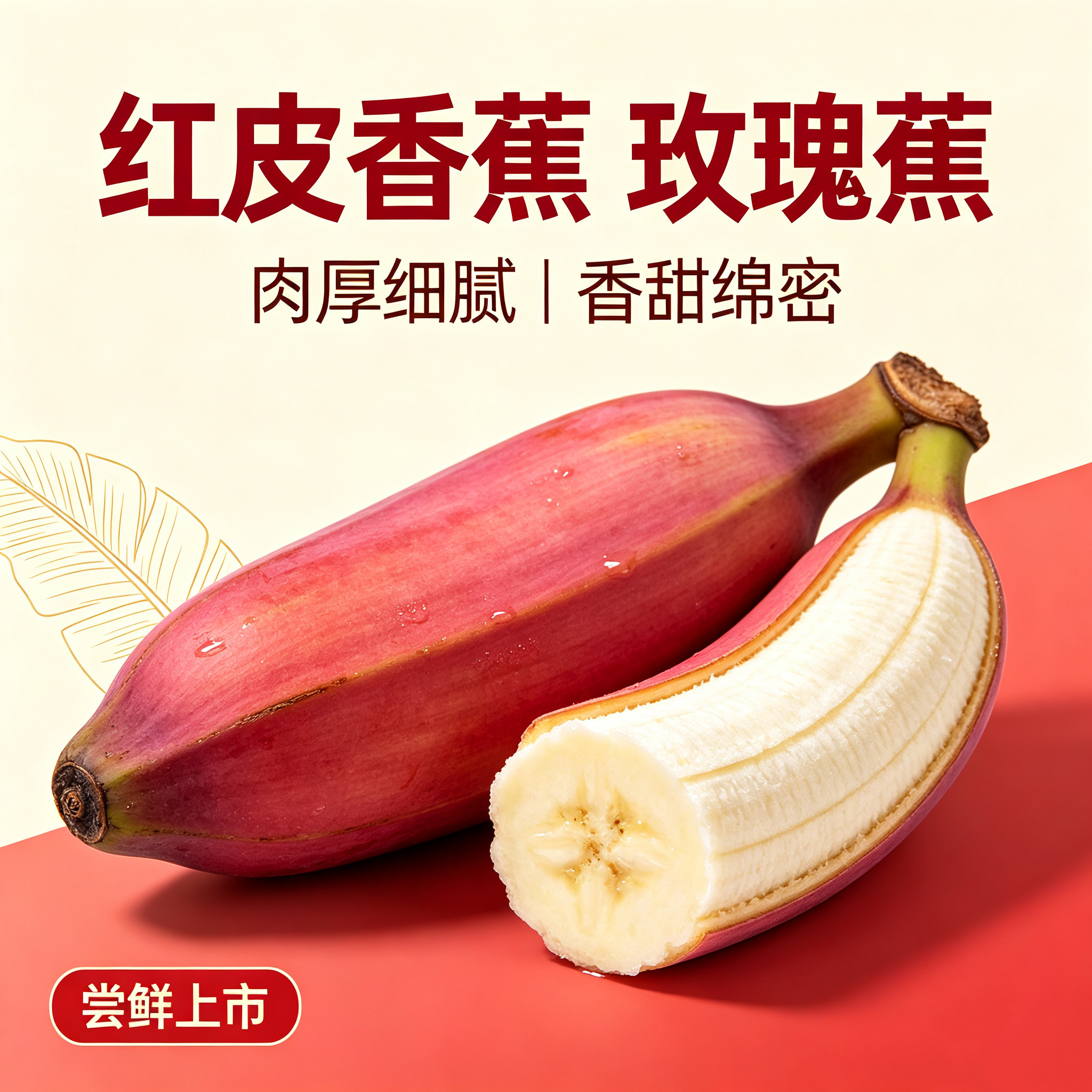 广西红皮香蕉玫瑰蕉新鲜水果果香浓郁细腻香甜品质鲜果