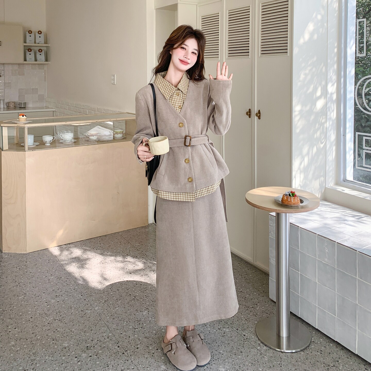 新品26春款假两件上衣+半身裙套装2C211-186-P225-K368,女装套装/套裙,2C211