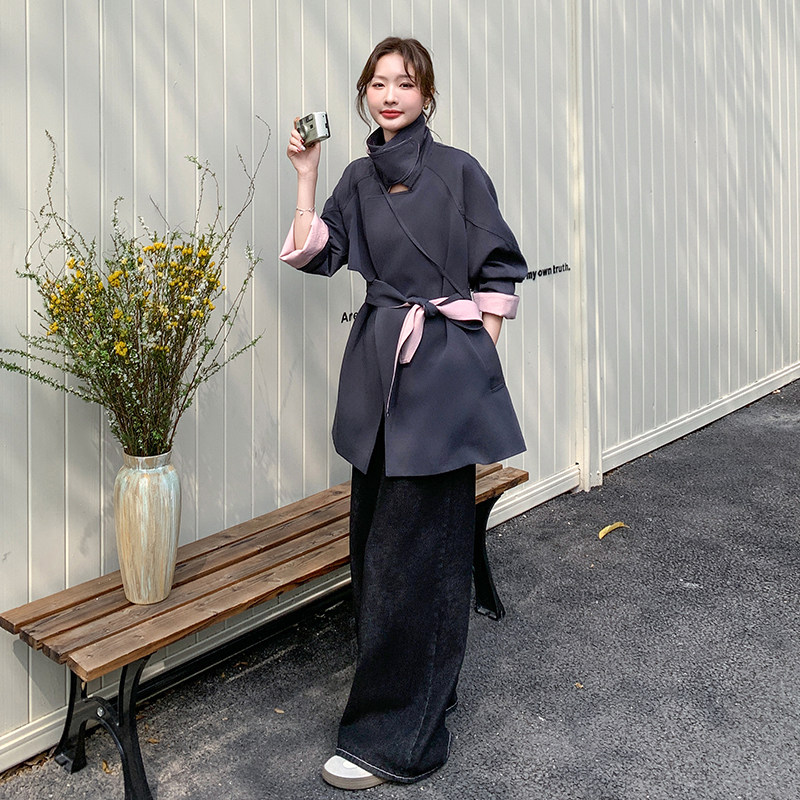 25秋季撞色显瘦风衣外套C211-829-P165控248,女装风衣,2C211