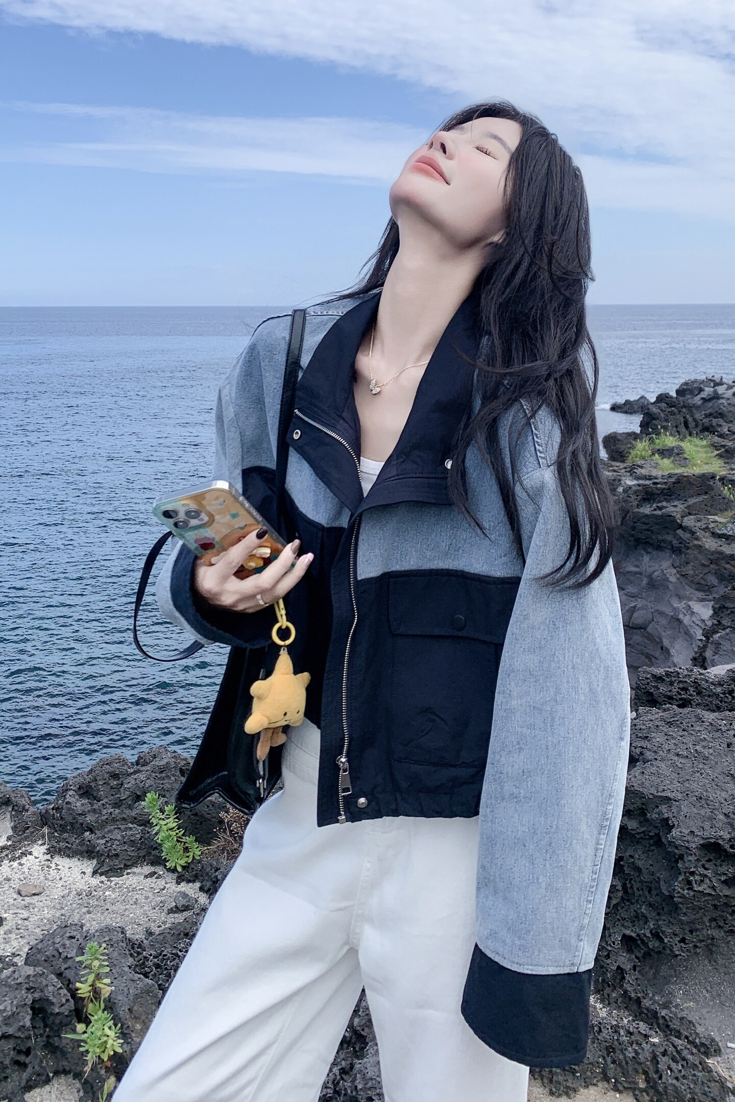 撞色拼接短款牛仔外套女2025秋季新款设计感复古休闲小个子短夹克,女装短外套,2C211