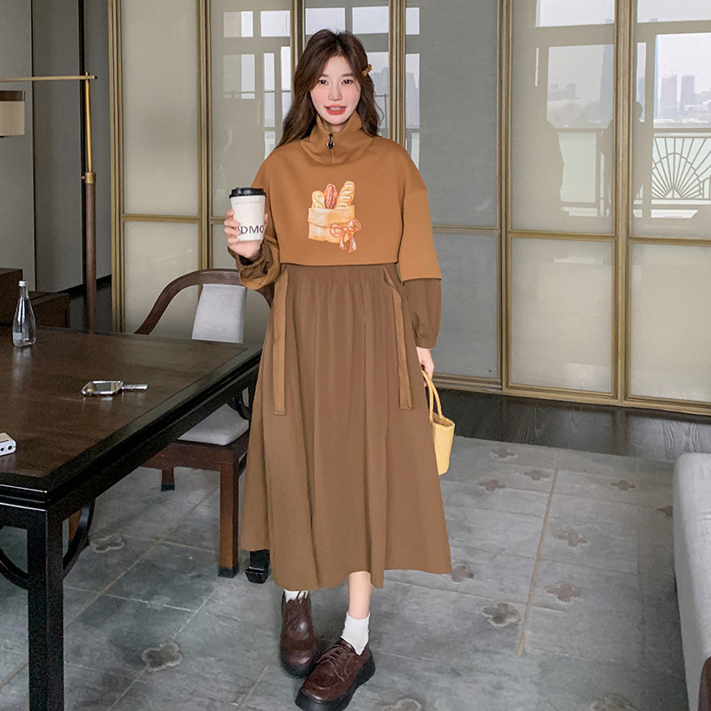 25秋重工刺绣印花假两件卫衣连衣裙C211-808-P165控238,女装连衣裙,2C211