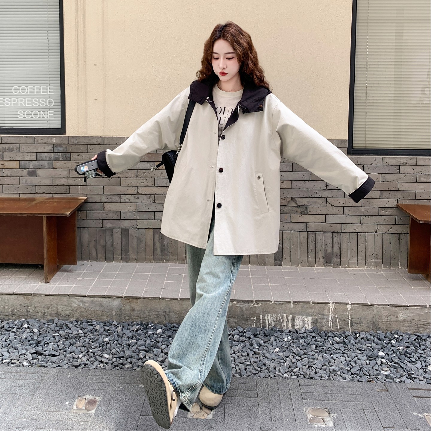 新品25秋季新款韩系双面穿风衣外套2C211-985-P175控258,女装风衣,2C211