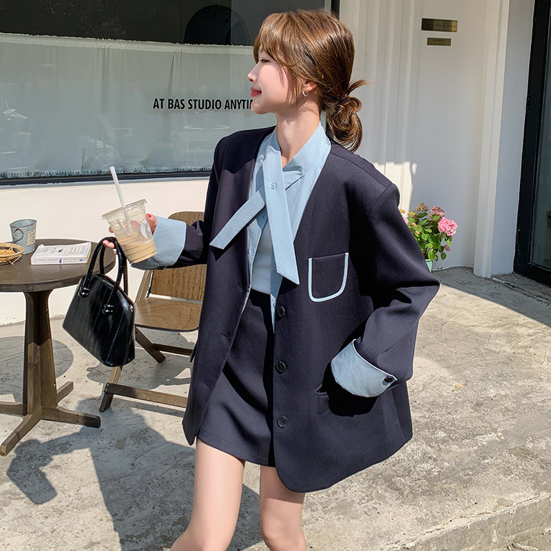 25秋韩系假两件西装外套+半裙C211-850-P180控258,女装套装/套裙,2C211