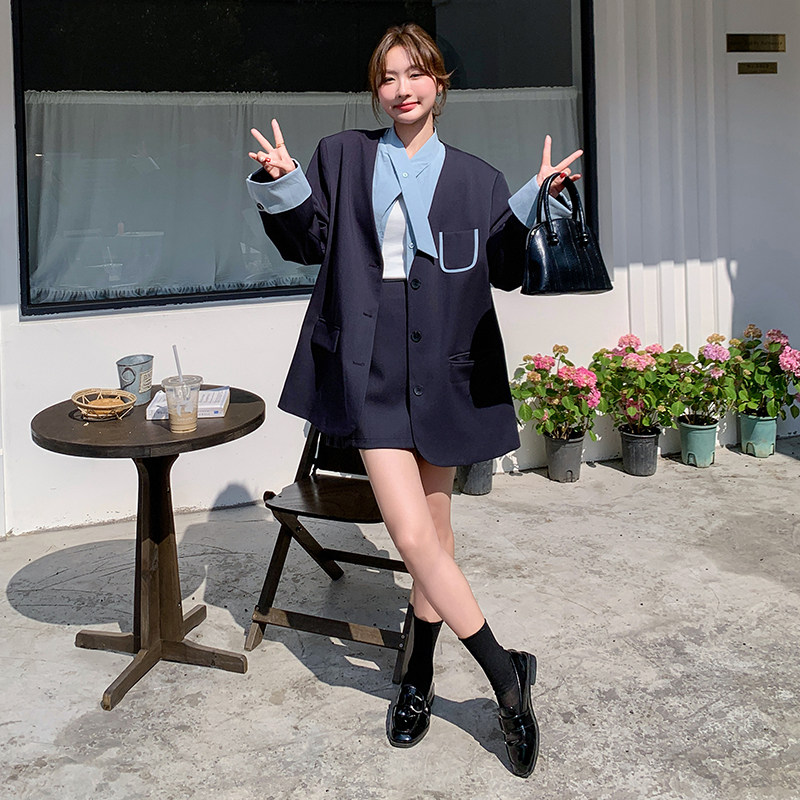 25秋韩系假两件西装外套+半裙C211-850-P180控258,女装套装/套裙,2C211