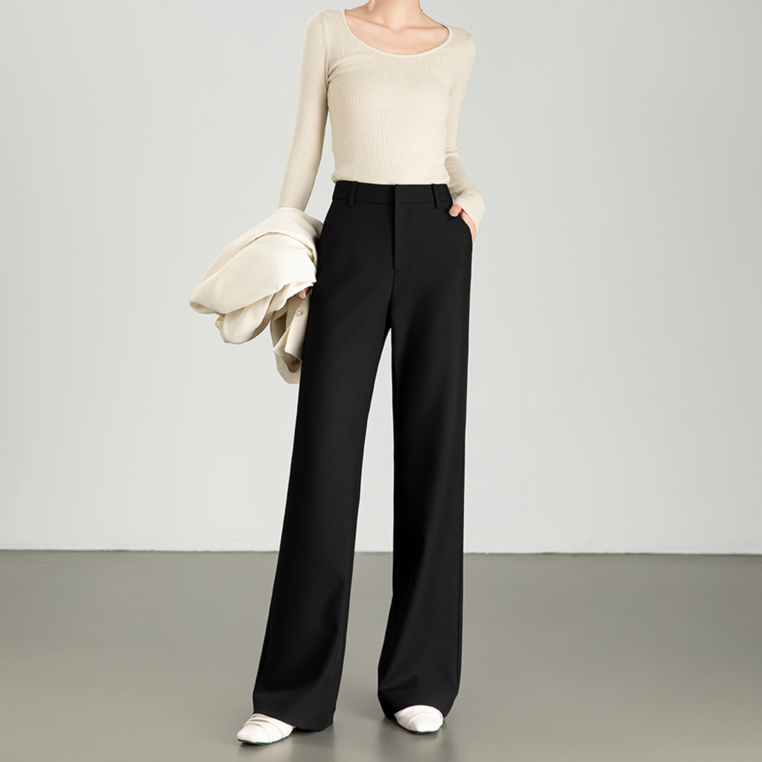 免烫直筒型长裤微喇叭裤