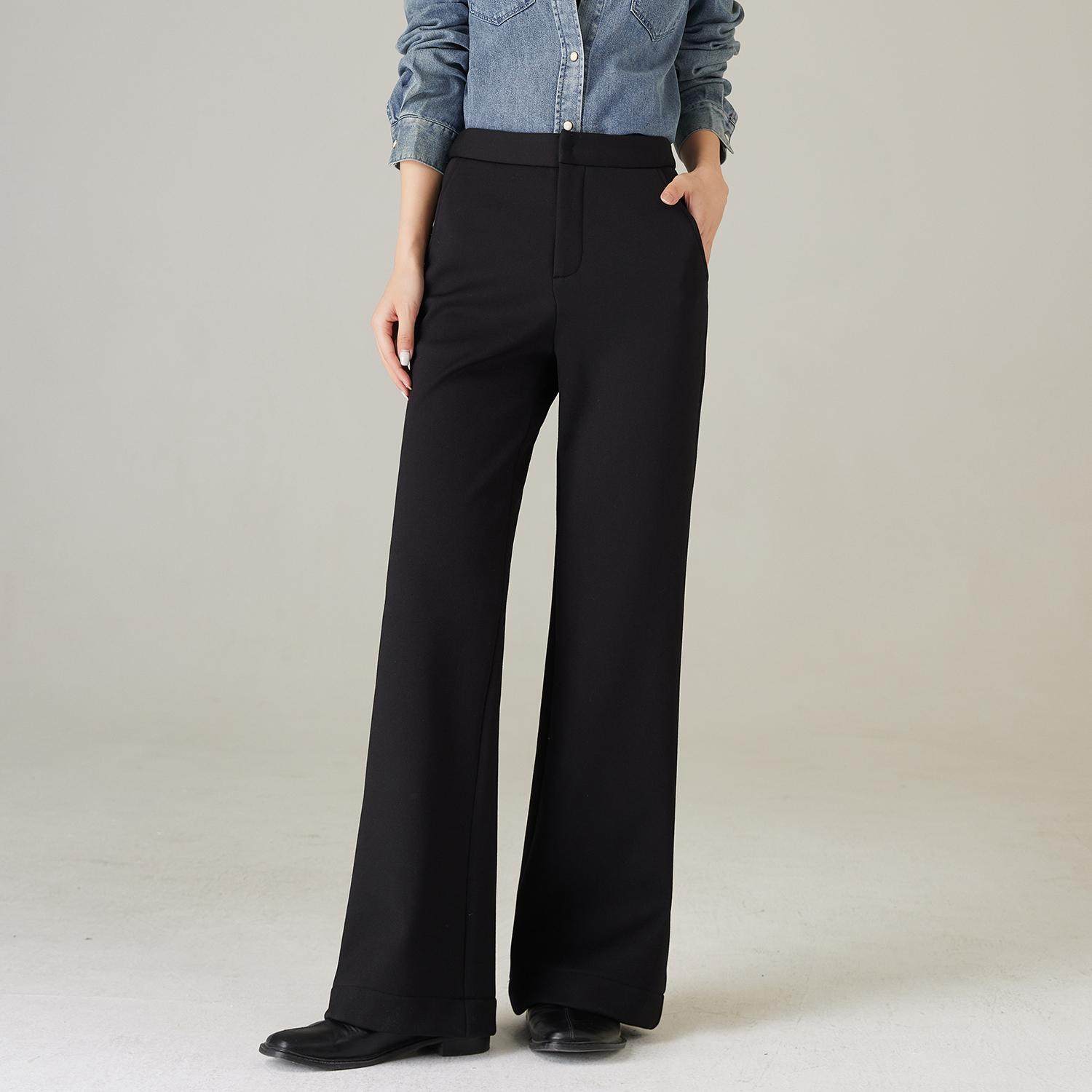 显瘦四面弹加绒加厚直筒微喇裤女长裤子2024秋冬季新款高腰喇叭裤,女装/女士精品,休闲裤,淘宝优惠券,粉丝福利购,淘宝优惠卷