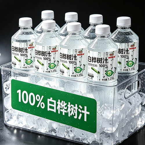 【到手5斤】白桦树汁1.25L*4瓶装配料表干净100%植物饮料特价批发