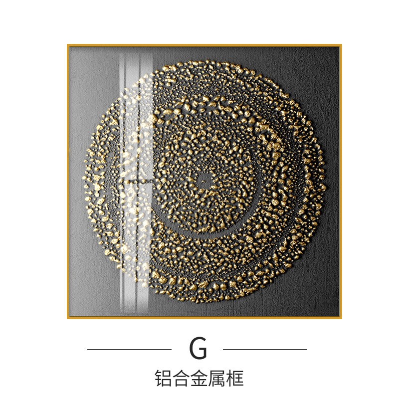 现货别墅玄关壁画过道走廊美式装饰画金色客厅组合新款搭配轻奢晶图片