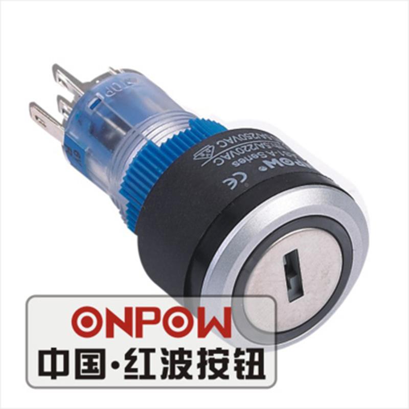 ONPOW中国红波 圆形钥匙开关 LAS1-AWY-11Y/2 带灯 22mm