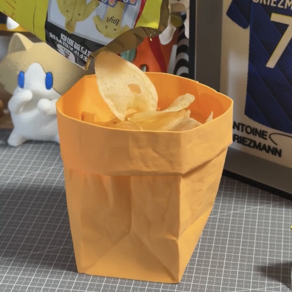 邪修大法!薯片收纳袋不脏手神器3d打印多功能桌面置物盒零食工具