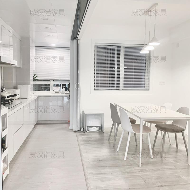 新品纯白色德利丰板餐铝合金小红书网红长方岩形简桌拉米娜饭约桌