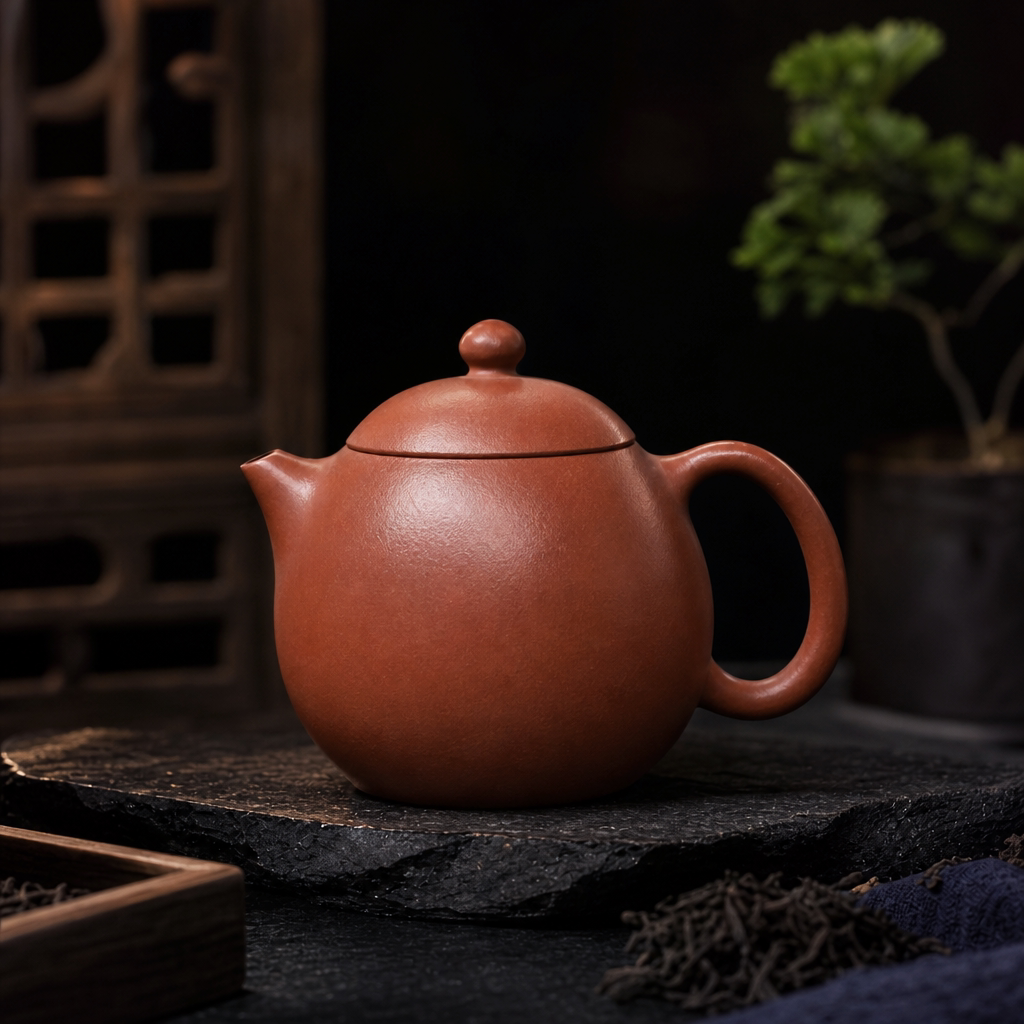 宜兴紫砂壶龙蛋壶朱泥工夫茶具半手工精修150ml