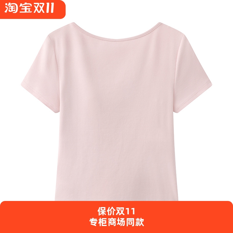 商场同款2025夏季新款V领正肩短