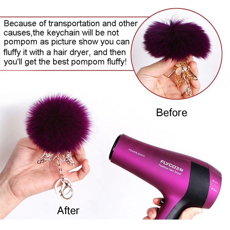 pompom de fourrure fluffy Byag Charms bunny keychain Keyring