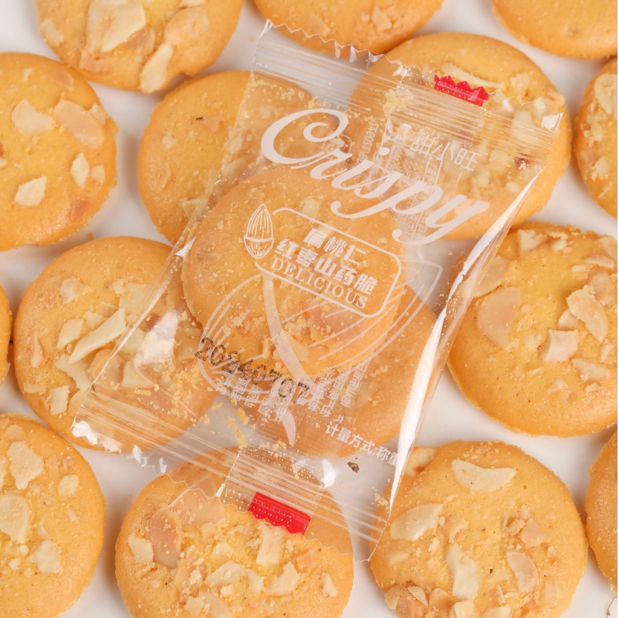 直营一件薄脆饼干坚果扁桃仁红枣山药酥性饼干