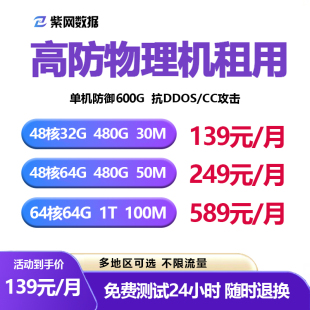 湖北高防物理服务器租用 BGP独享带宽多线云服务器电信秒解游戏站