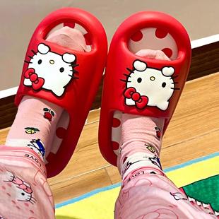 可爱夏天外穿厚底踩屎感防滑宿舍ins少女风一字拖 hellokitty拖鞋