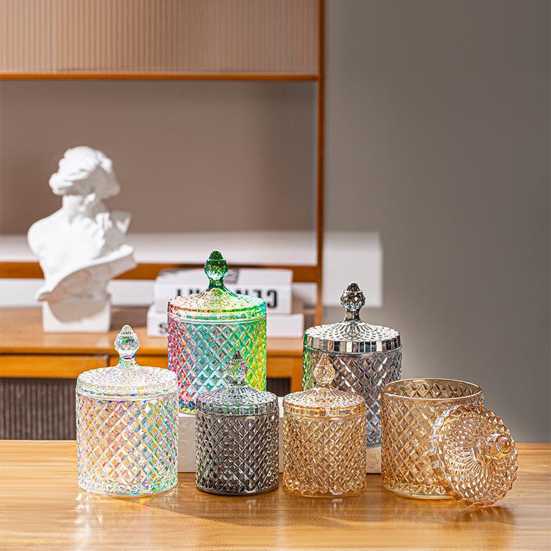 大号玻璃罐储物罐欧式带盖糖缸婚庆糖果盅玻璃盅摆件琉璃糖果盒