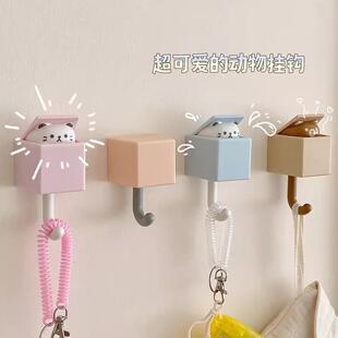 卡通可爱猫咪挂钩强力无痕创意挂钩高颜值卧室厅伸缩挂钩 跨境新款