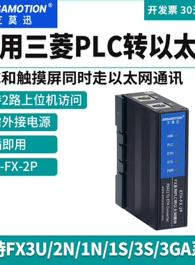 艾莫迅ETH-FX-2P适用三菱PLC转以太网通讯模块 FX3U/2N/Q扩展网口