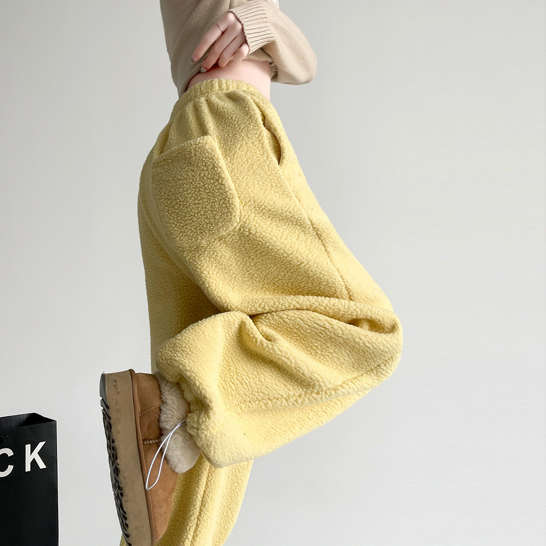 慵懒风阔腿裤女冬季2025新款双面摇粒绒高腰宽松直筒裤保暖休闲裤,女装/女士精品,休闲裤,淘宝优惠券,粉丝福利购,淘宝优惠卷