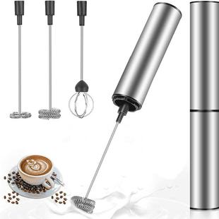 USB充电不锈钢电动打蛋器奶泡器2档调速家用手持搅拌器打奶器打发