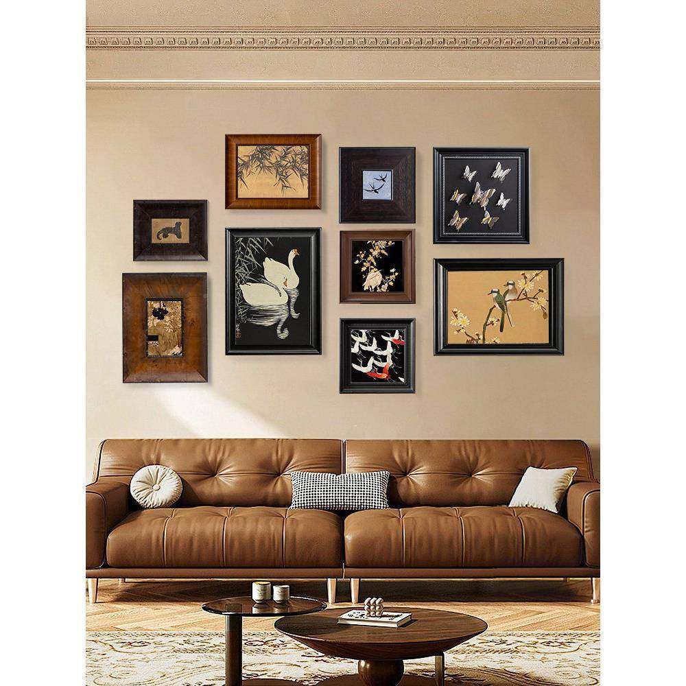 HU-5523黑色相中古台a4框复古画框框空框挂墙木质装饰油画外摆框d