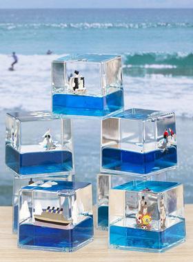 地海船油滴中液体沙漏办公桌面摆件减玩压具儿童帆1779礼品生日礼