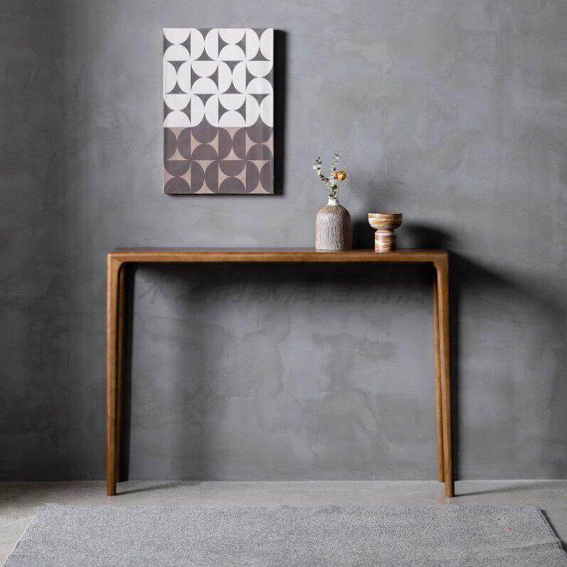 条现代桌简约黑胡桃木窄桌北欧玄关桌供条案实案木新中TA-022式长