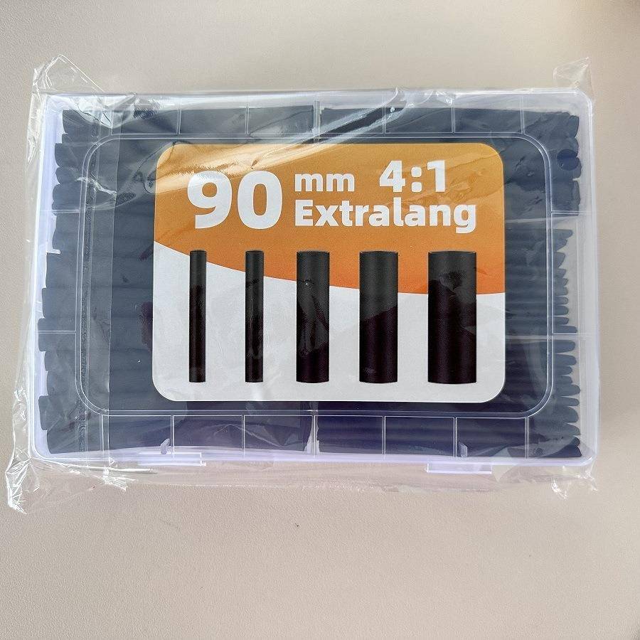 跨境130PCS盒装热缩管全黑色组合带胶热缩管100PCS4倍套盒