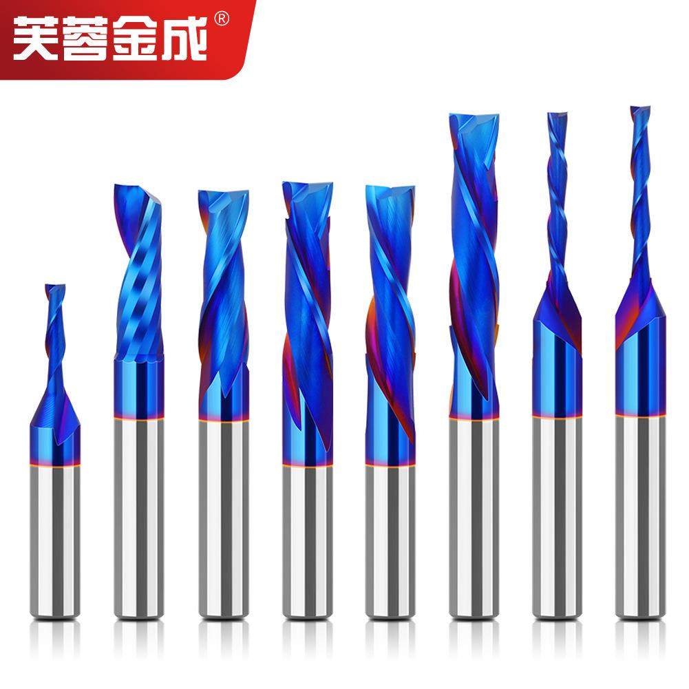 8柄直刀复合整体合金镀蓝开槽刀上旋下旋修边刀硬质合金木工铣刀,五金/工具,圆柱铣刀,淘宝优惠券,粉丝福利购,淘宝优惠卷