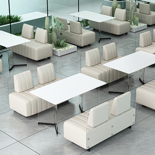 餐厅茶楼卡座桌椅组合美容院网红民宿休息区轻奢接待洽谈双人沙发