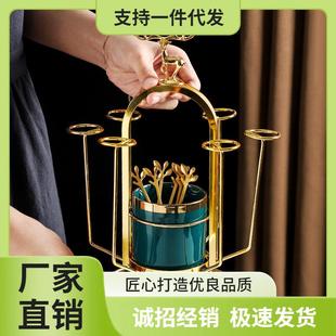 1P2R金色小鹿轻奢杯架沥水收纳置物架倒挂架子家用客厅茶杯放玻璃