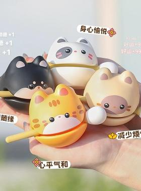 解压小木鱼摆件办公室工位装饰治愈系情绪稳定生日儿童节小礼物女