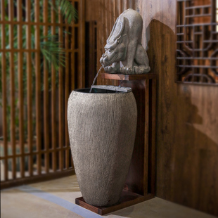 饰落地水景 汉韵堂落地流水摆件招财镇宅水景会所办公室开业室内装