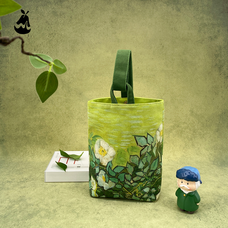 梵高野玫瑰手提水桶小布袋