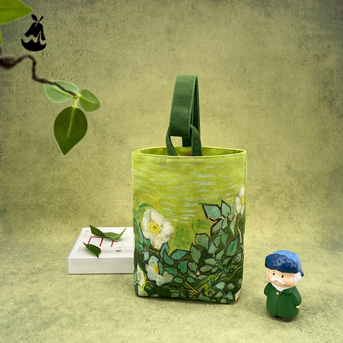 梵高野玫瑰手提水桶小布袋