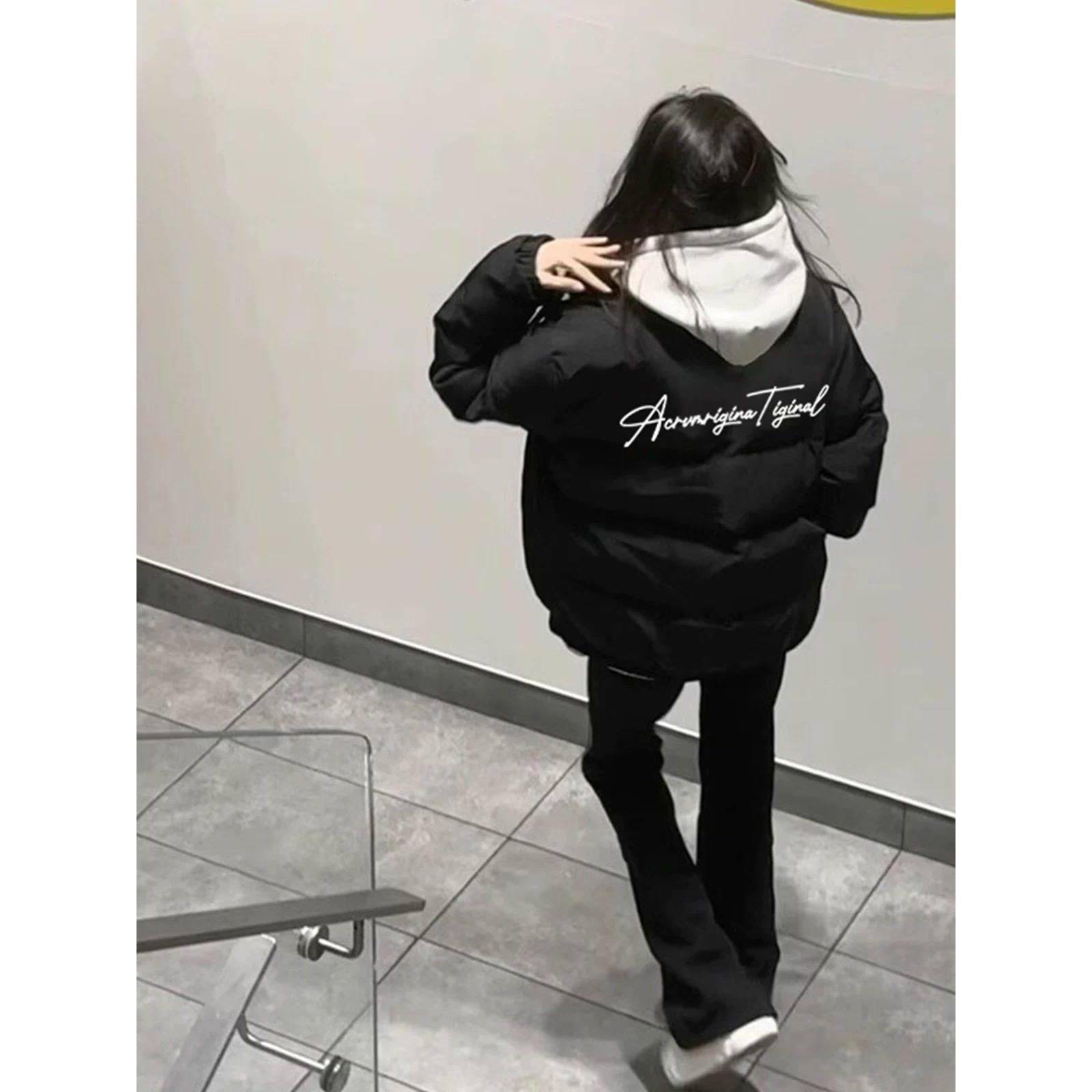 黑色羽绒棉服少女大童冬季2025初中高中学生加厚保暖棉衣棉袄外套