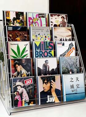 CD黑胶唱片专辑收纳盒阶梯摆放架透明桌面爱豆kpop碟片分层展示架