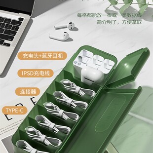 桌面数据线存储隔间手机充电器充电线神器器整理电缆存储电源线绕