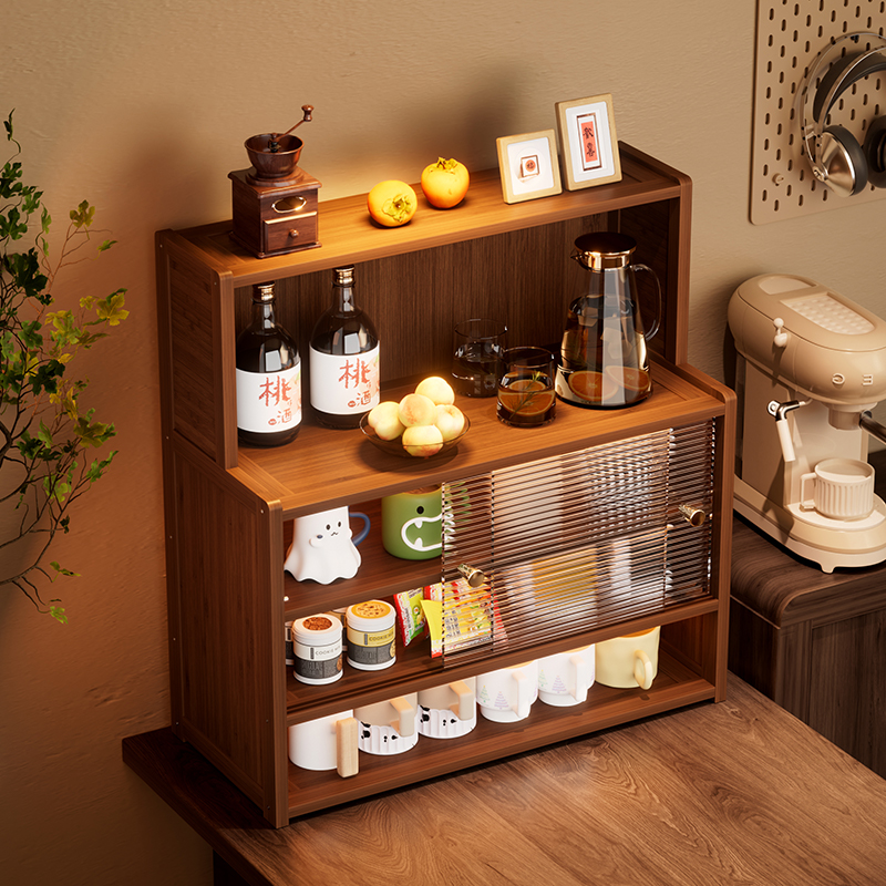 日式简约餐边柜桌面收纳柜橱柜碗柜非实木餐桌收纳架台面置物架