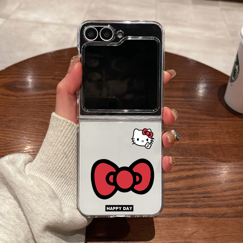 适用三星zflip7fe手机壳zflip6新款zflip5折叠屏zflip4超薄w23flip透明w24flip全包防摔蝴蝶结头像男女保护套